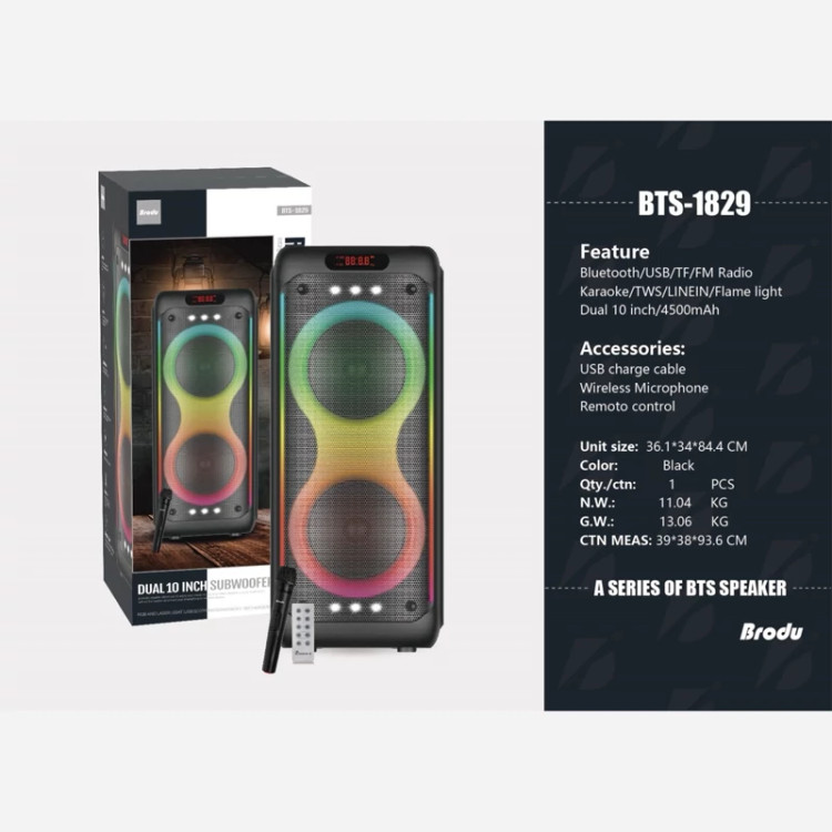 اسپیکرقابل حمل بلوتوثی شارژی پارتی باکس BTS مدل 1829
